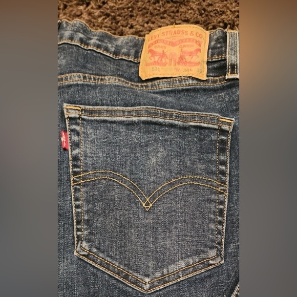 LEVI STRAUSS 511 JEAN Distressed Stretch Slim fit Zipper fly Size 36x30 EUC - Picture 5 of 7